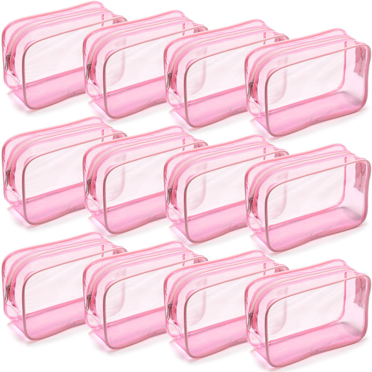 Weewooday 12 Pcs Clear Cosmetic Bags PVC Zipper,None