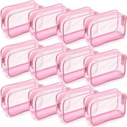 Weewooday 12 Pcs Clear Cosmetic Bags PVC Zipper,None