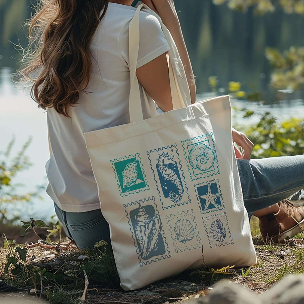 Cute Canvas Tote Bag for Women, Aesthetic Reusable Shoulder Bag, Graphic Reusable Grocery Tote Bag for Shopping, Work
