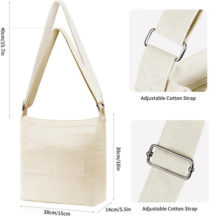 Women's blank large Size Canvas Crossbody Tote Handbags Shoulder Bag Hobo Casual Tote Diy/gifts