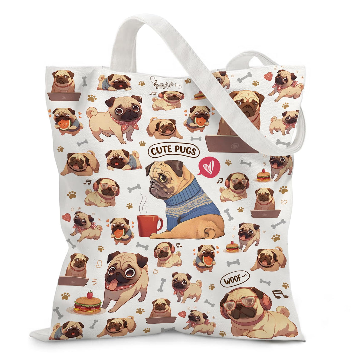 Aesthetic Canvas Tote Bag for Women - with Magnetic Snap Closure & Zipper Inner Pocket Reusable Bag for Shopping