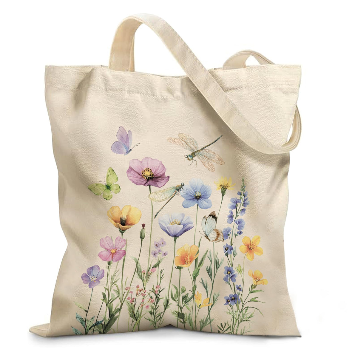 Aesthetic Canvas Tote Bag for Women - with Magnetic Snap Closure & Zipper Inner Pocket Reusable Bag for Shopping
