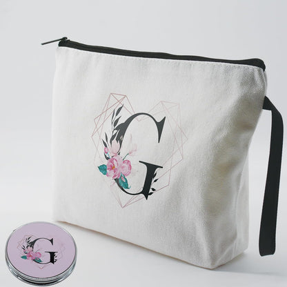 Initial G Bride Gifts for Women – Personalized Letter G Travel Makeup Bag Set with Mirror, Monogram G Cosmetic Pouch for Bridesmaid Maid of Honor Wedding Bridal Shower