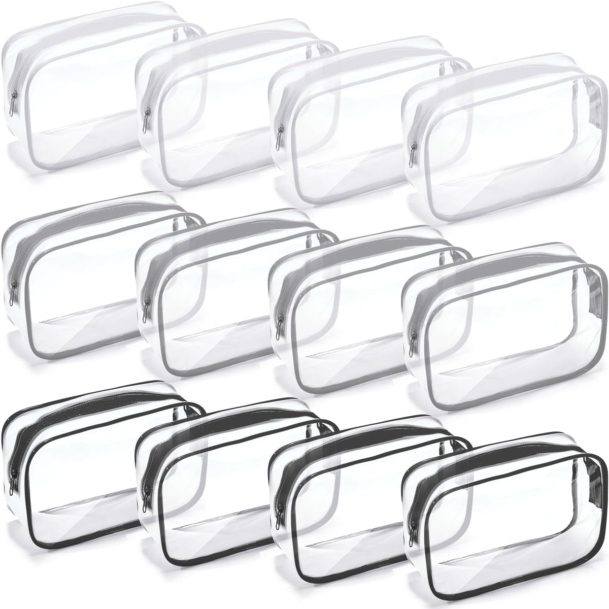 Weewooday 12 Pcs Clear Cosmetic Bags PVC Zipper,None