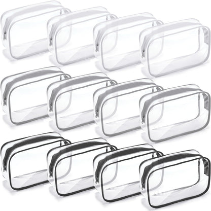 Weewooday 12 Pcs Clear Cosmetic Bags PVC Zipper,None