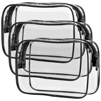 F-color TSA Approved Toiletry Bag - Clear Makeup Bag, 5 Pack, 5 Colors