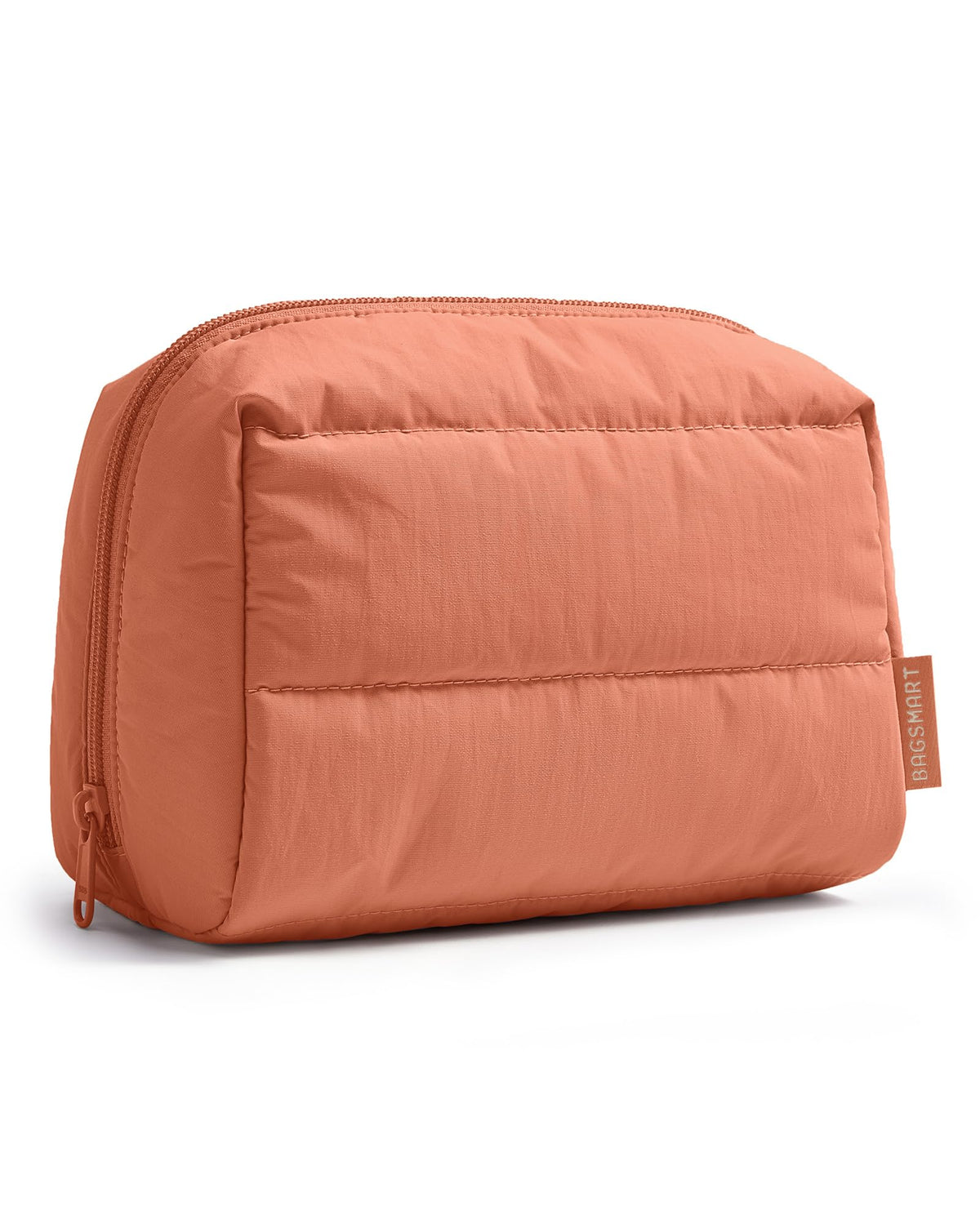 BAGSMART Small Makeup Bag, Puffy Wide-open Zipper Cosmetic Pouch, Pink