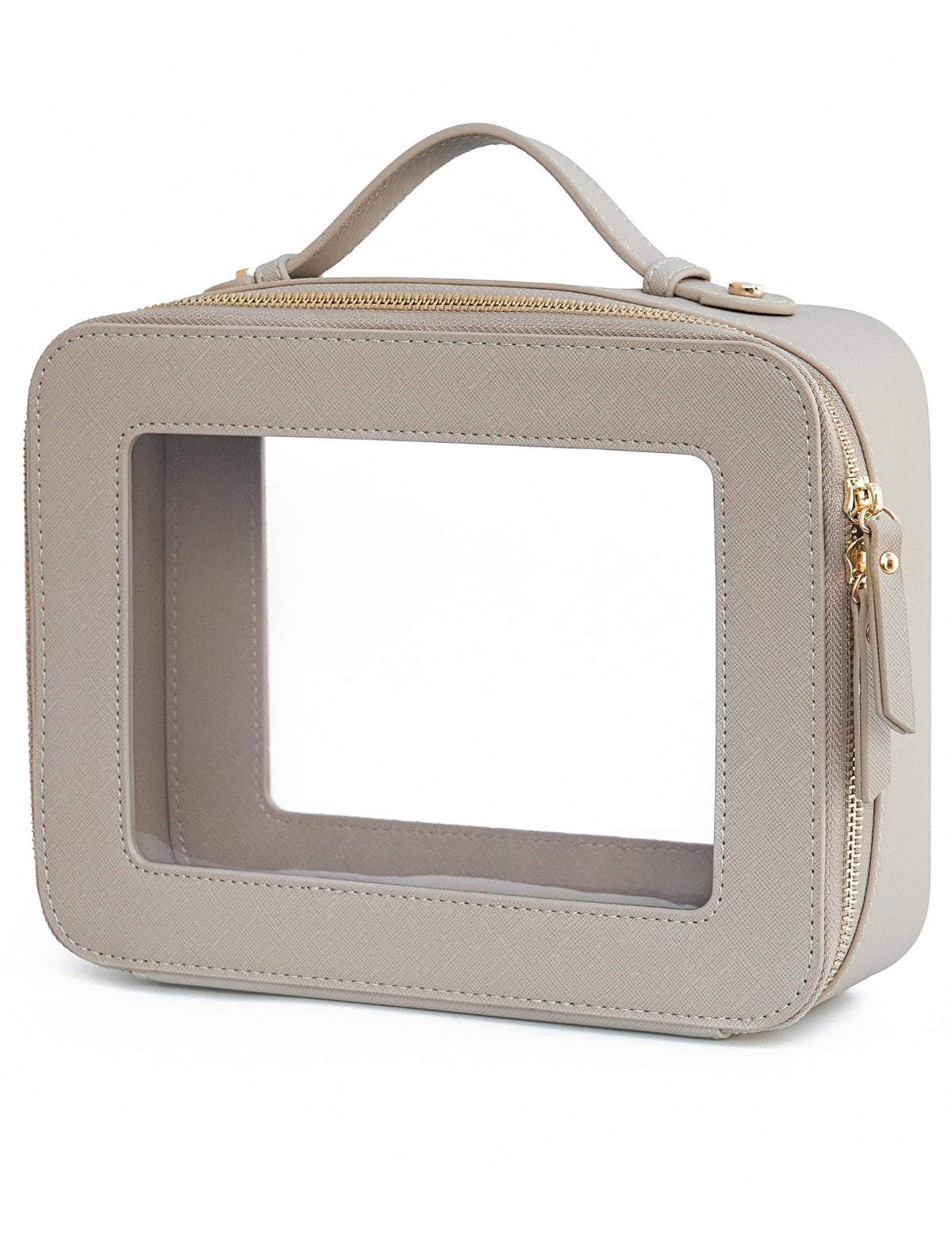 Popvibe Clear Makeup Case White Toiletry Bag Travel Large Clear Cosmetic Bag with Zipper, Big Make Up Bag Organizer Women Traveling TSA Approved Transparent Bag Car for Essentials