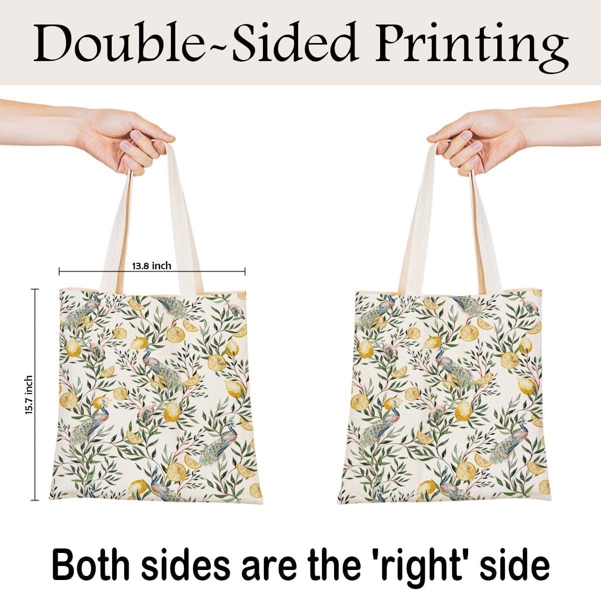 Fruit Canvas Tote Bag, Reusable Cute Shoulder Bag for Shopping Travel