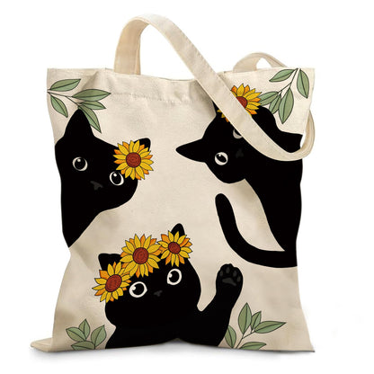 Aesthetic Canvas Tote Bag for Women - with Magnetic Snap Closure & Zipper Inner Pocket Reusable Bag for Shopping