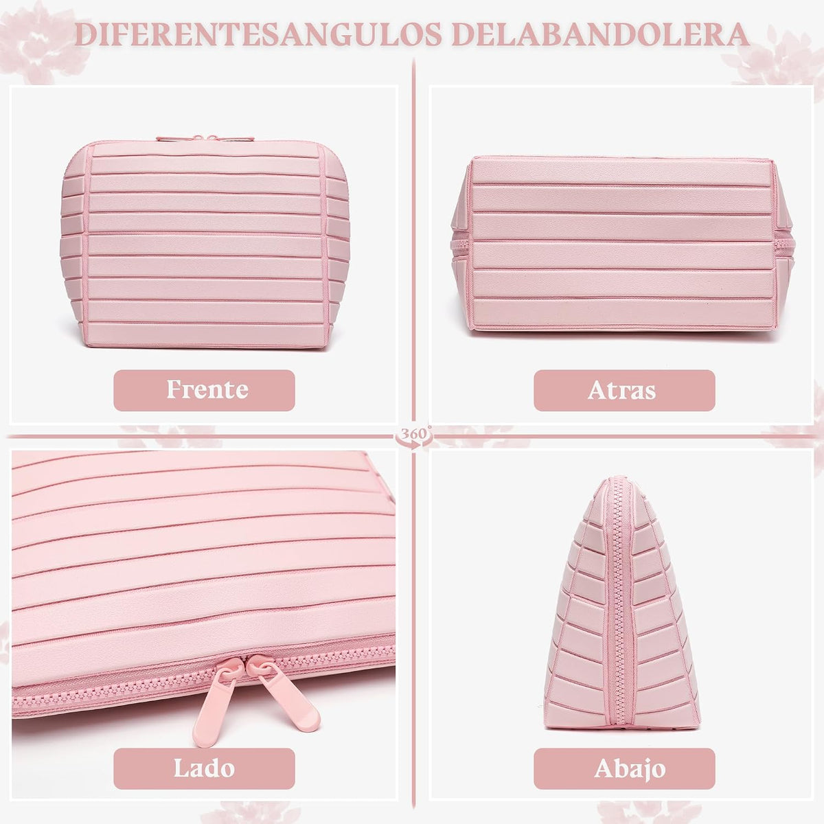 Travel parallel vertical Makeup Bag with Fold-Down Design and Adjustable Dividers,upright Cosmetic Toiletry Bags Brown