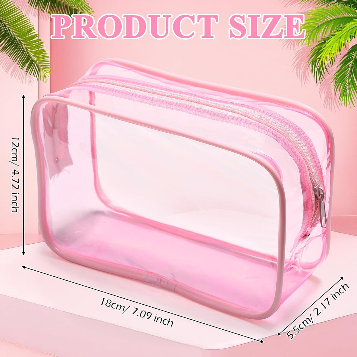 Weewooday 12 Pcs Clear Cosmetic Bags PVC Zipper,None