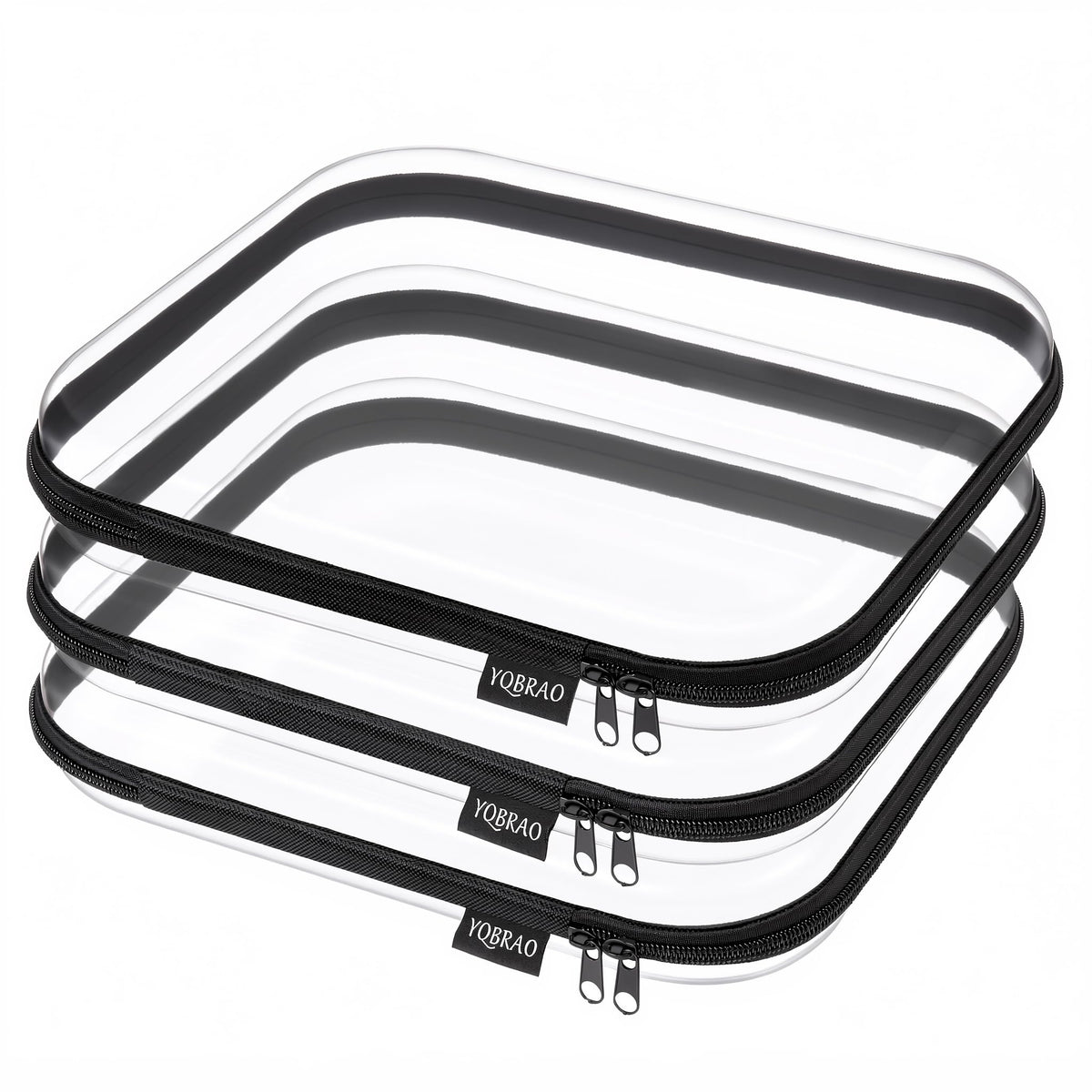 YQBRAO Clear Hard Shell Zipper Cases, Diaper Bag Organizer, 2L 2M 2S, White