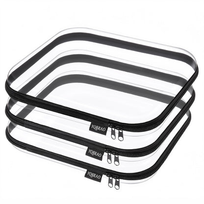 YQBRAO Clear Hard Shell Zipper Cases, Diaper Bag Organizer, 2L 2M 2S, White