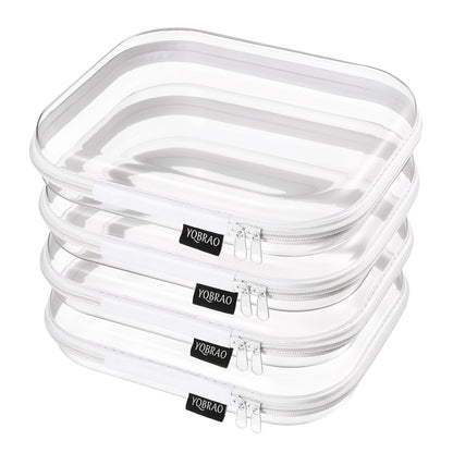YQBRAO Clear Hard Shell Zipper Cases, Diaper Bag Organizer, 2L 2M 2S, White