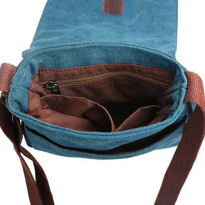 Berchirly Small Vintage Canvas Leather Messenger Crossbody Bag Pack Organizer