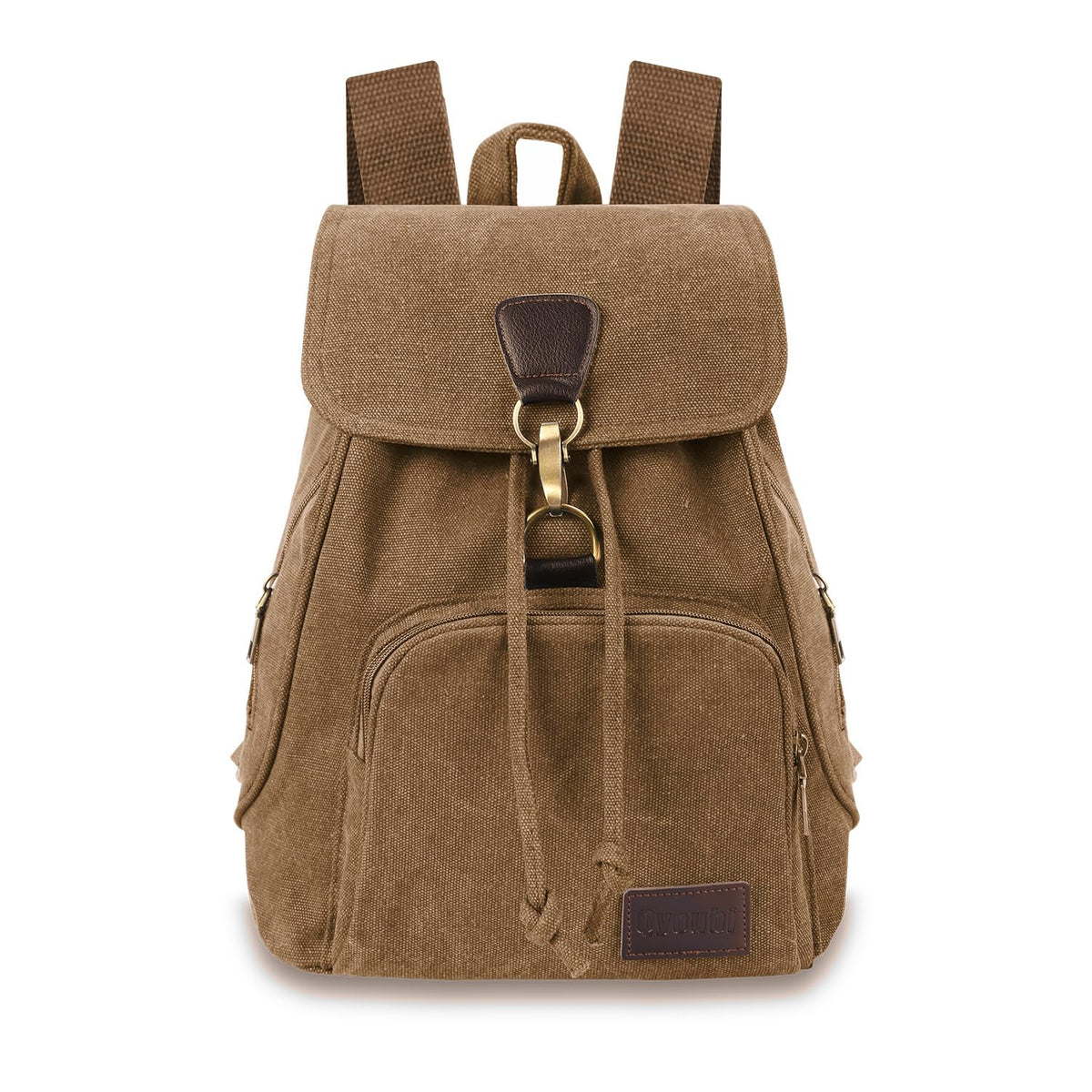 Small Canvas Backpack Purse for Women Casual Travel Daypack Coffee