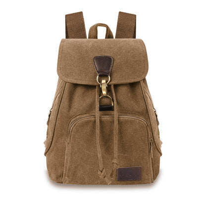 Small Canvas Backpack Purse for Women Casual Travel Daypack Coffee
