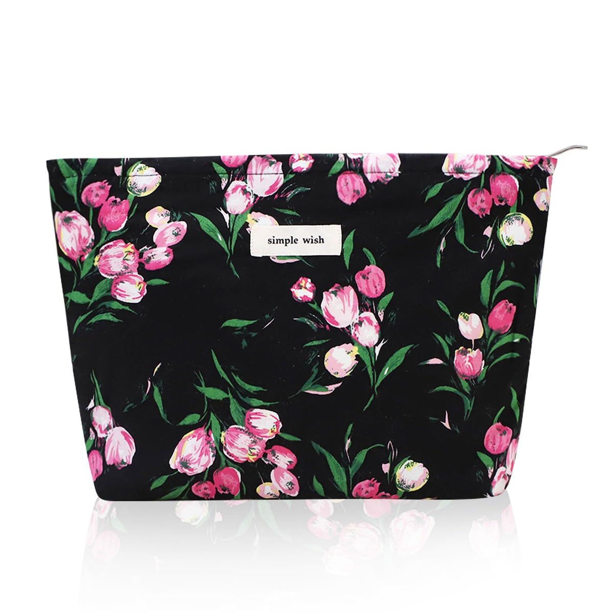 Wudygirl Makeup Bag for Women Travel Cosmetic Bag 10.5"x7.5" Beige