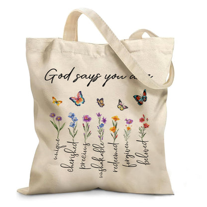 Aesthetic Canvas Tote Bag for Women - with Magnetic Snap Closure & Zipper Inner Pocket Reusable Bag for Shopping