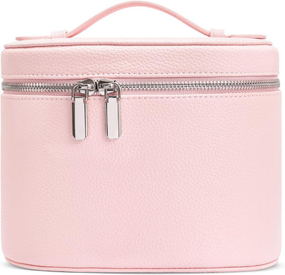 Cosmetic Case, Leather Makeup Bag, Portable Handheld Makeup Case, Detachable Compartments