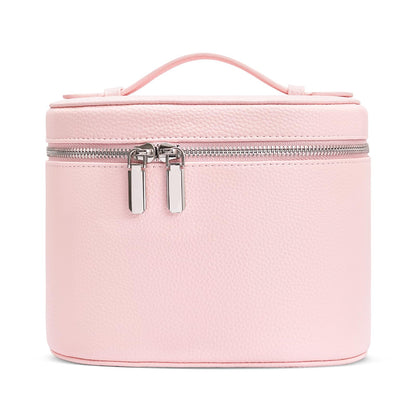 Cosmetic Case, Leather Makeup Bag, Portable Handheld Makeup Case, Detachable Compartments