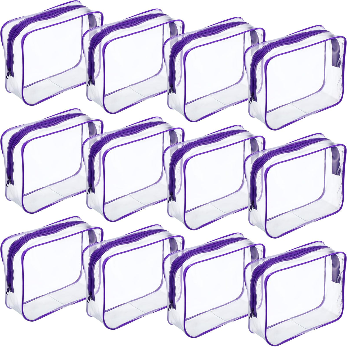 Weewooday 12 Pcs Clear Cosmetic Bags PVC Zipper,None