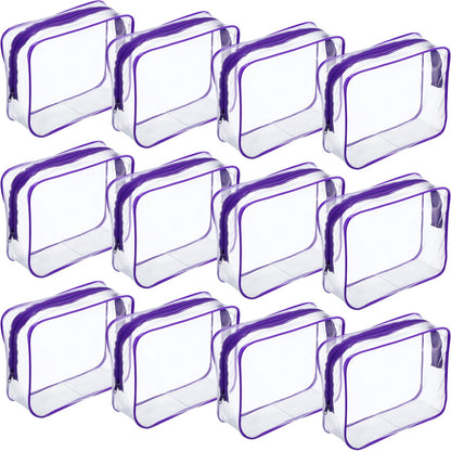Weewooday 12 Pcs Clear Cosmetic Bags PVC Zipper,None