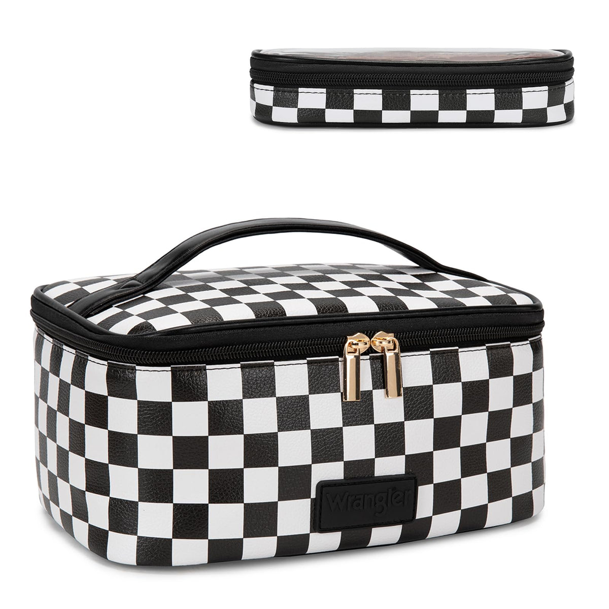 Wrangler Travel Makeup Bag 2pcs Set Cosmetic Bag with Makeup Brush Holder