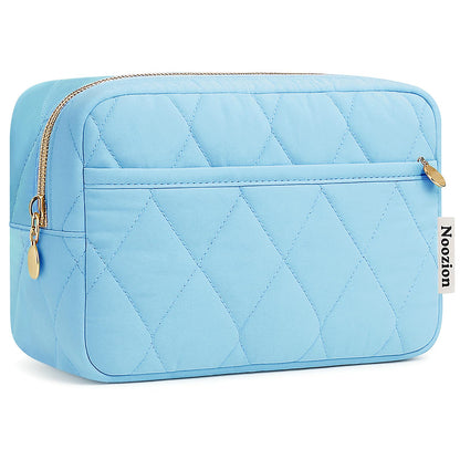 Noozion Makeup Bag Travel Toiletry Bag, Puffy Padded Cosmetic Bag for Women, Makeup Organizer Case, Wide-open Pouch Purse, Travel Essentials
