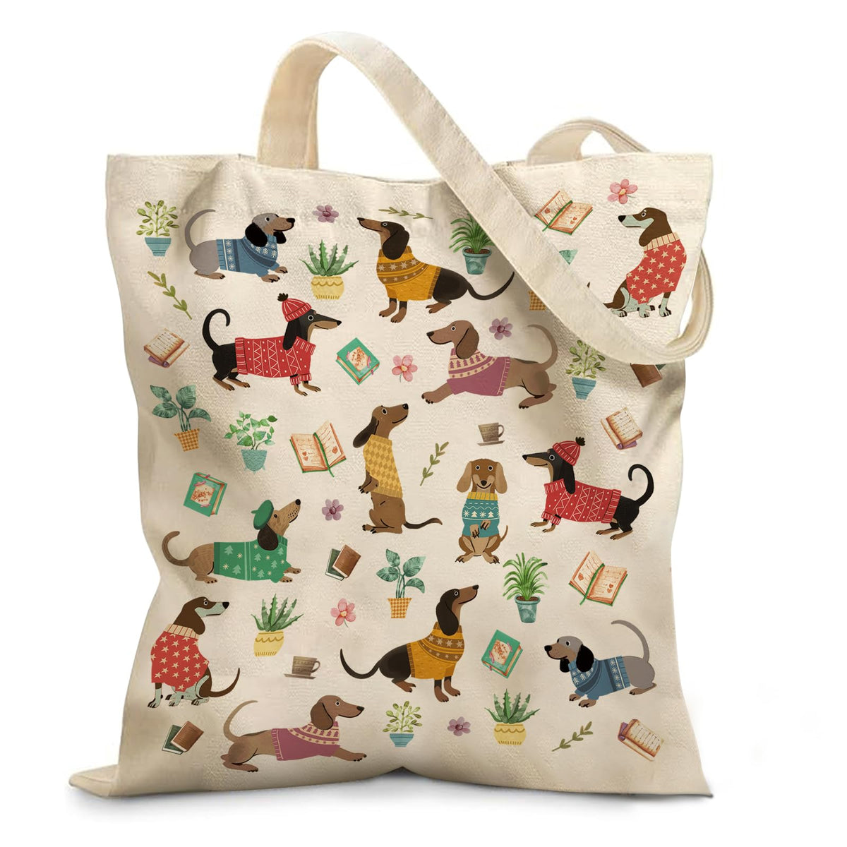 Aesthetic Canvas Tote Bag for Women - with Magnetic Snap Closure & Zipper Inner Pocket Reusable Bag for Shopping