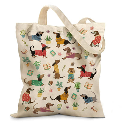 Aesthetic Canvas Tote Bag for Women - with Magnetic Snap Closure & Zipper Inner Pocket Reusable Bag for Shopping