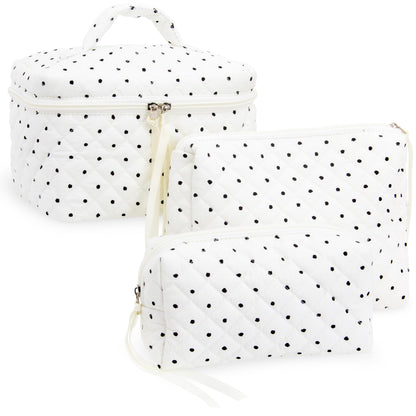 Quilted Makeup Bag for Women, Travel Cosmetic&Toiletry Bag,Gauze Heart