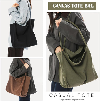 ALUDAPIJU Casual Canvas Tote Bag for Women Large Slouchy Hobo Shoulder Bag for Work Travel Tote Purse Handbags Message Bags