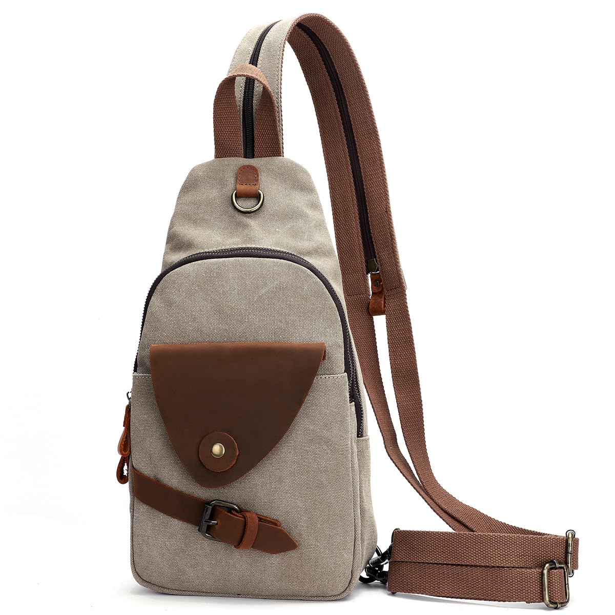 KL928 Canvas Sling Bag Crossbody Backpack Shoulder Casual Rucksack for Men Women,Rust Red