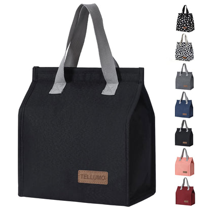 TELLUMO Insulated Lunch Bag for Men Women, Large Reusable Leakproof Lunch Box Container, Small Portable Thermal Snack Bag, Reusable Travel Office Work Beach Cooler Tote Bag for Adults, Grey