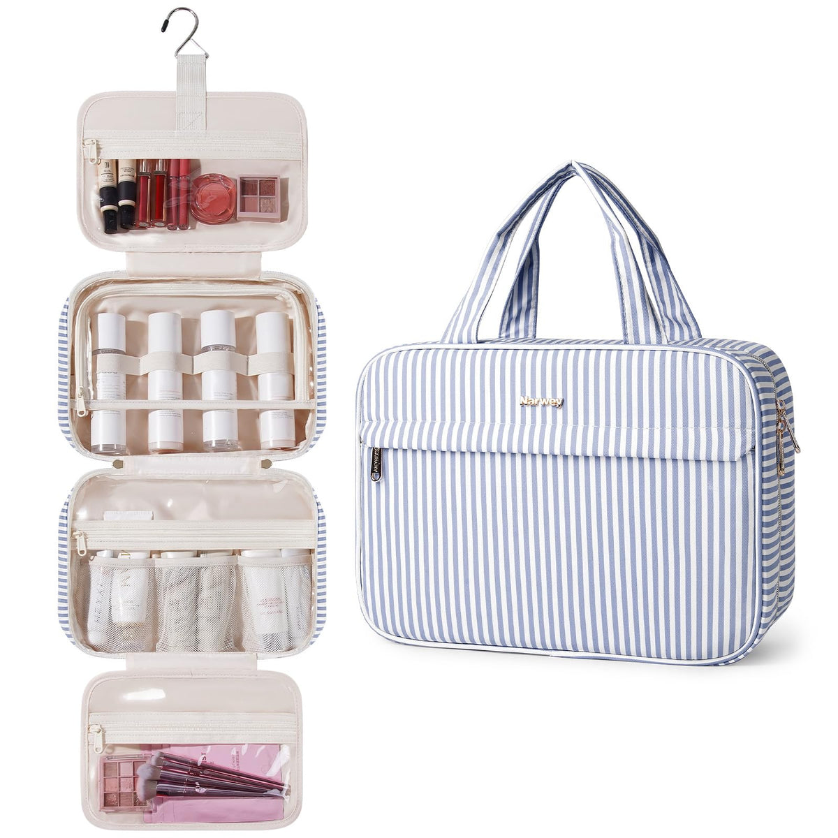 Narwey Hanging Travel Toiletry Bag for Women, Cosmetic Makeup Bag Organizer