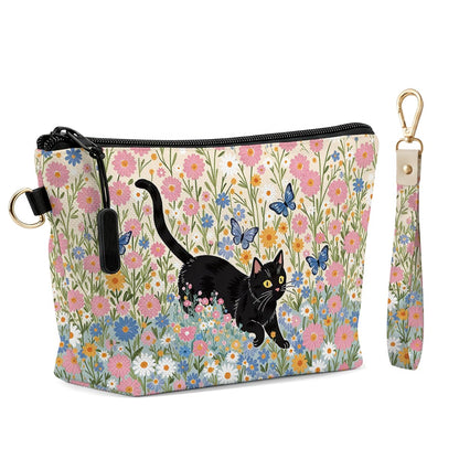 Fokongna Makeup Bag with Matching Keychain Wristlet, Floral Cosmetic Bag