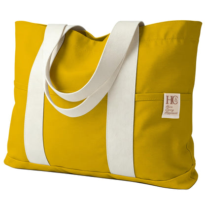 Large Reusable Grocery Bags with Pockets, Heavy Duty Canvas Tote.