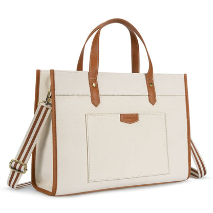 Missnine Laptop Tote Bag Canvas Laptop Bag 15.6 inch Work Shoulder Bags Casual Briefcase Handbag for Travel, Office, College