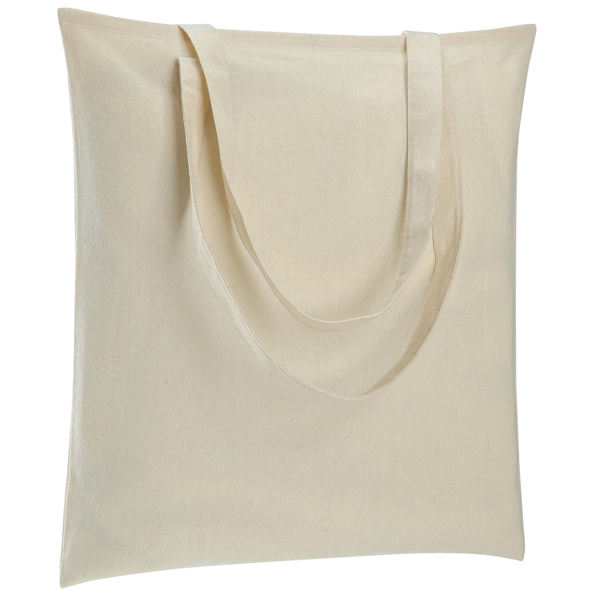 Carbrea 12 Pack Thin Canvas Tote Bags Bulk, Reusable Grocery Bags - Beige