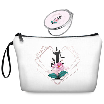 Initial G Bride Gifts for Women – Personalized Letter G Travel Makeup Bag Set with Mirror, Monogram G Cosmetic Pouch for Bridesmaid Maid of Honor Wedding Bridal Shower