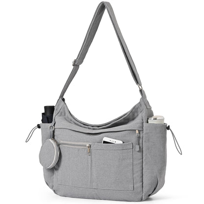 Canvas Hobo Crossbody Tote Bag w/Purse, Messenger Bag for Women Men