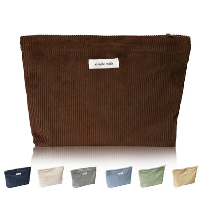 Wudygirl Makeup Bag for Women Travel Cosmetic Bag 10.5"x7.5" Beige