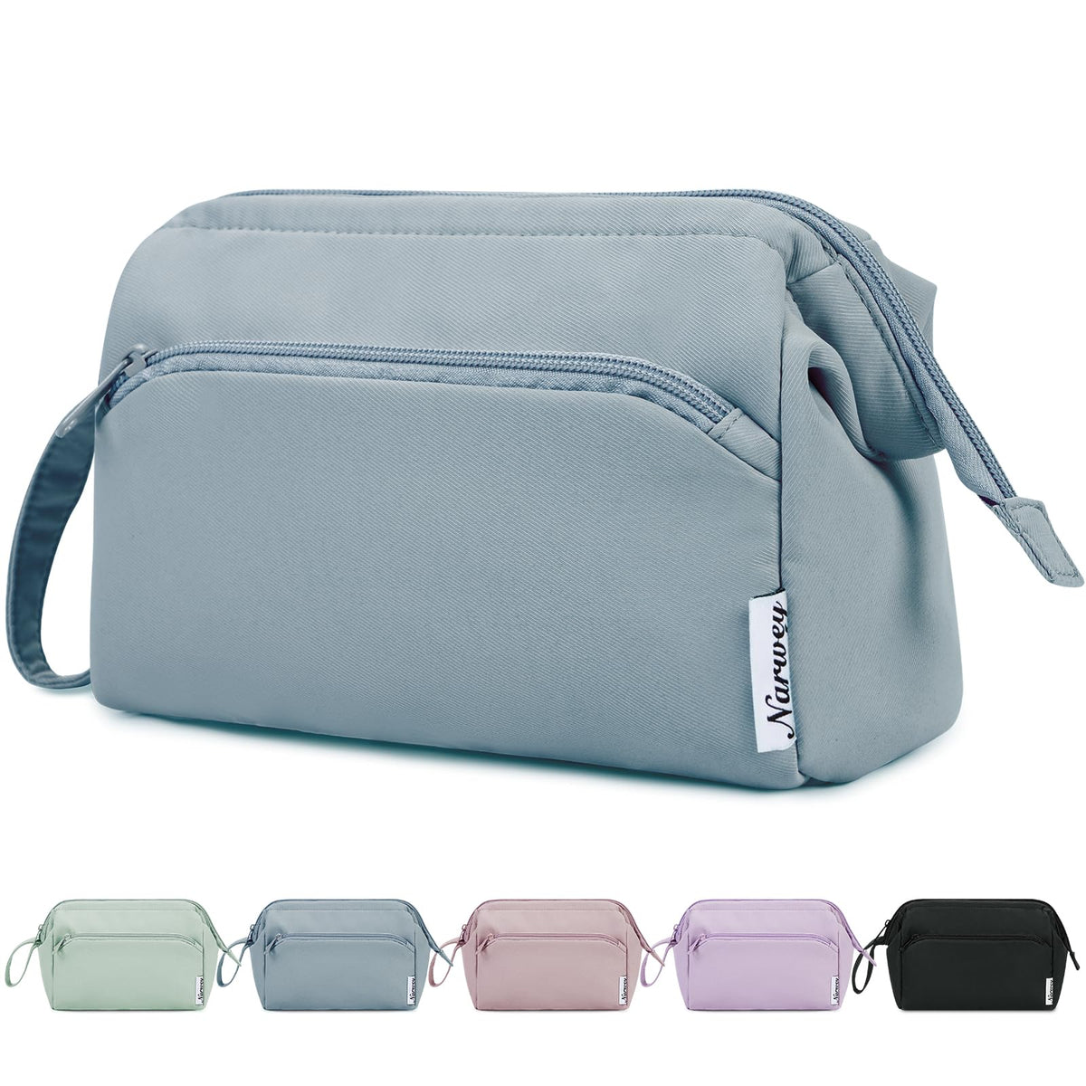 Narwey Travel Makeup Bag Toiletry Bag, Wide Open Cosmetic Bag for Women