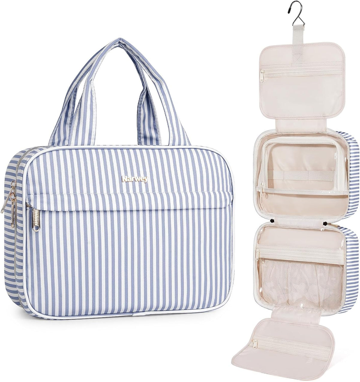 Narwey Hanging Travel Toiletry Bag for Women, Cosmetic Makeup Bag Organizer