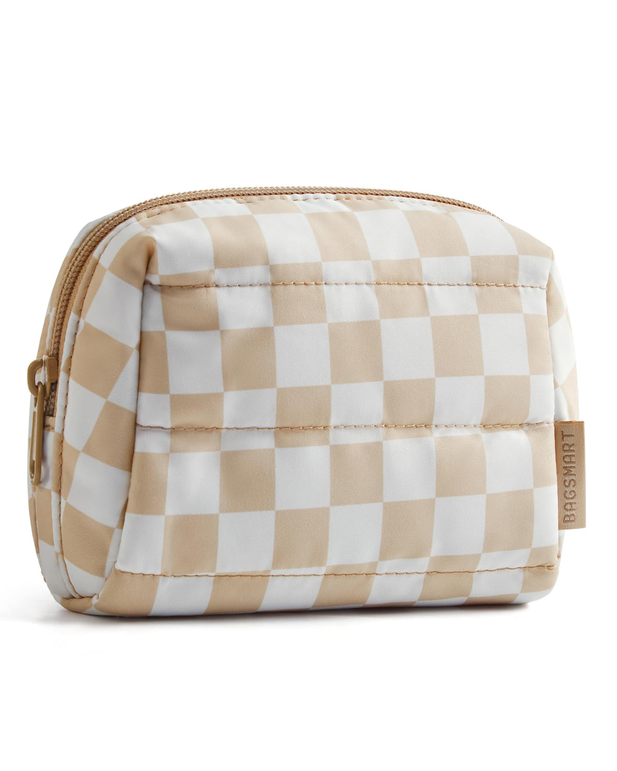 BAGSMART Small Makeup Bag, Puffy Wide-open Zipper Cosmetic Pouch, Pink