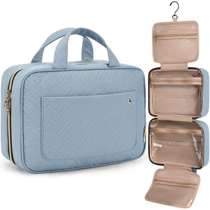 BAGSMART Toiletry Bag Travel Bag with hanging hook, Water-resistant Makeup Cosmetic Bag Travel Organizer for Accessories, Shampoo, Full Sized Container, Toiletries, Smokey Blue