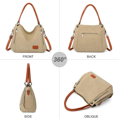Canvas Tote Bag for Women Large Hobo Shoulder Purse Work Travel