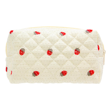 PAZIMIIK Small Quilted Makeup Bag,Zipper Cosmetic Pouch,Grey Floral